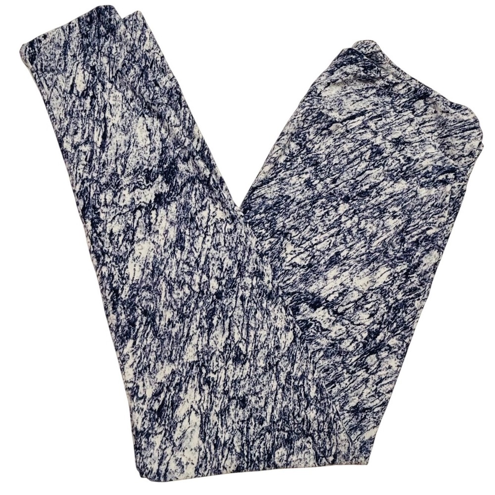 LuLaRoe Womens Leggings Size TC Blue Tie Dye Marble Acid Wash Tall & Curvy NWT